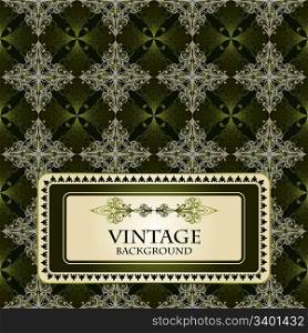 vector seamless vintage pattern,golden and green