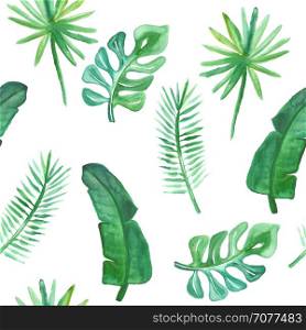 Vector seamless watercolor tropical pattern