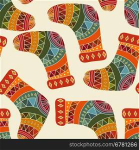 Vector seamless winter Christams pattern with bright socks, pattern in swatch menu