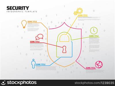 Vector security Infographic report template made from lines and icons. Vector security Infographic report template
