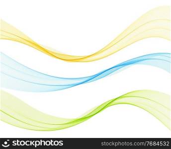 Vector set abstract colorful flowing wave lines isolated on white background. Transparent color smoke design element for technology, science, healthy modern concept.. Vector abstract colorful flowing wave lines isolated on white background. Design element for technology, science, modern concept.