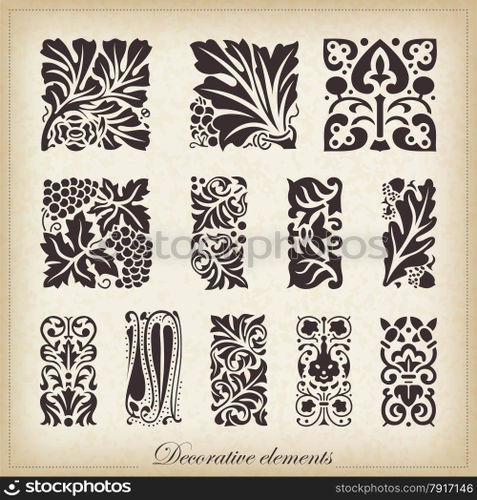 Vector set: calligraphic design elements