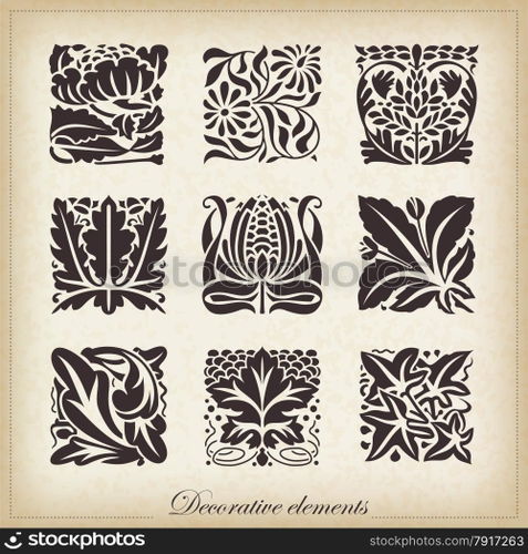 Vector set: calligraphic design elements
