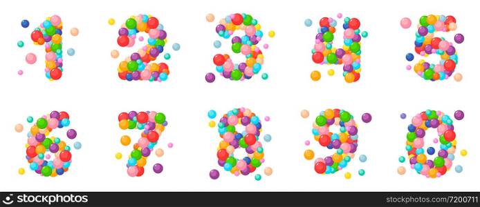 Vector set cartoon numbers for kids of the colored balls.. Vector set cartoon numbers for kids the colored balls.
