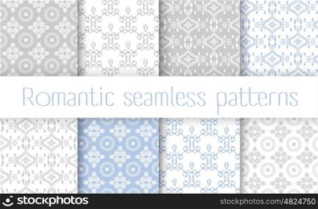 Vector set collection of romantic floral seamless pattern for decoration damask wallpaper, vintage style