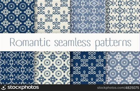 Vector set collection of romantic floral seamless pattern for decoration damask wallpaper, vintage style