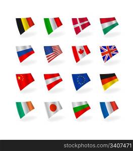 Vector set icons countries fluttering flags