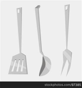 Vector Set Kitchen Utensils. cooking tools flat style. cook equipment objects isolated