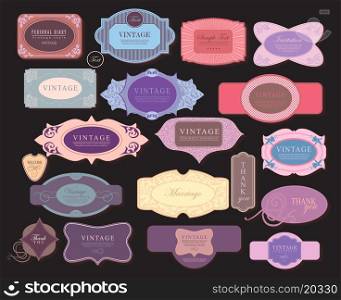 vector set label, frame, ribbon in different styles