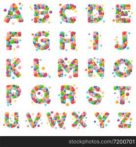 Vector set letters of the alphabet for kids of the colored balls.