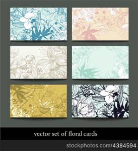 vector set of 6 floral cards