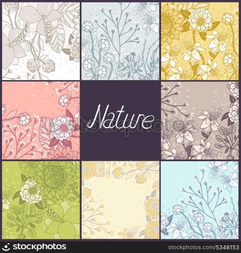 vector set of 8 floral backgrounds
