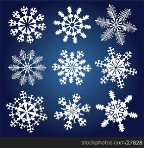vector set of 9 snowflakes