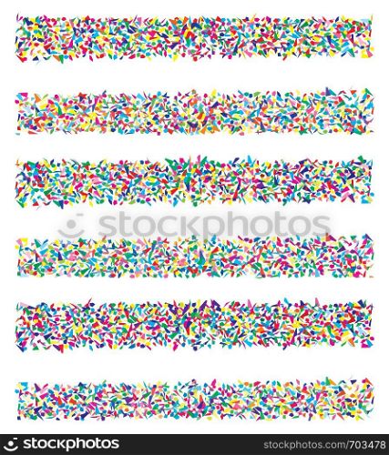 vector set of abstract backgrounds of colorful splinters, texture of random splinter's shapes and colors on white background