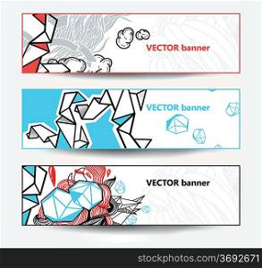vector set of abstract banners with colorful doodles
