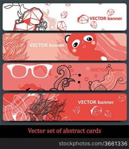 vector set of abstract cards in different shades of red
