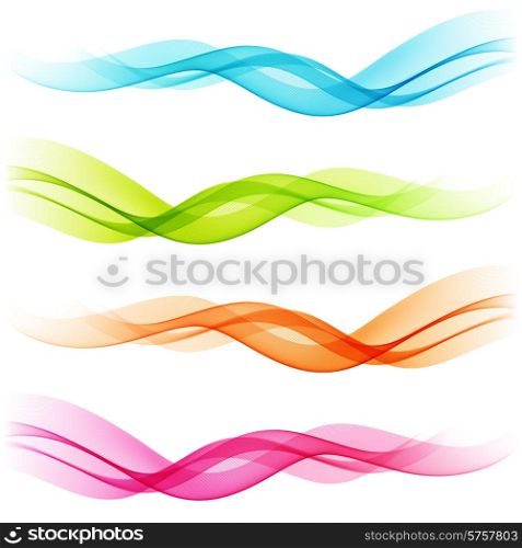 Vector Set of Abstract color transparent curved lines