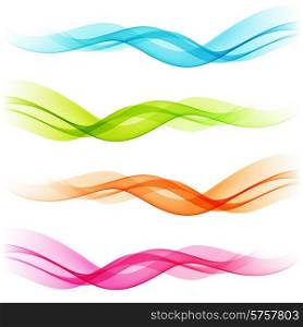Vector Set of Abstract color transparent curved lines