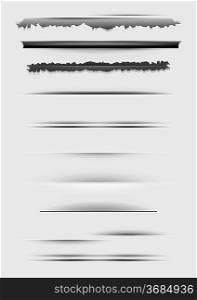Vector set of abstract dividers isolated on gray