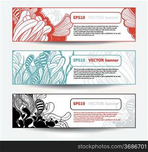 vector set of abstract floral banners. eps10