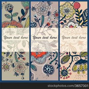vector set of abstract floral cards