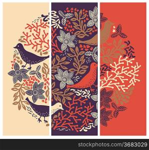 vector set of abstract floral cards