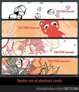 vector set of abstract hand-drawn banners