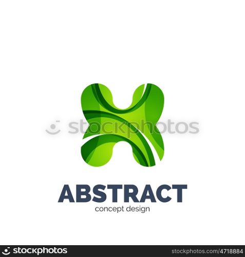 Vector set of abstract letter business logo icons, geometric wavy flowing style