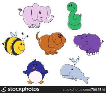 Vector set of animal doodles