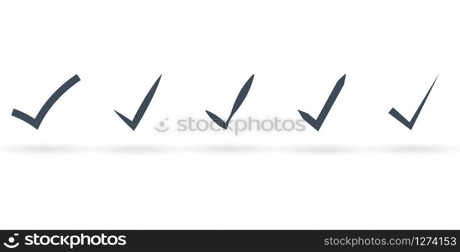 Vector set of approval check icons on a white background