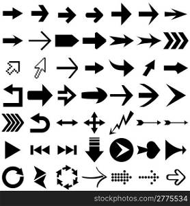 Vector set of arrow shapes isolated on white.