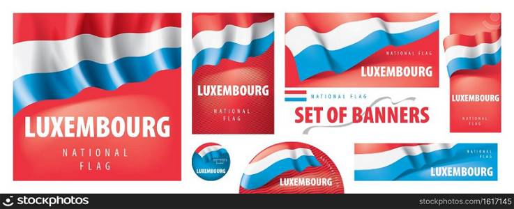 Vector set of banners with the national flag of the Luxembourg.. Vector set of banners with the national flag of the Luxembourg