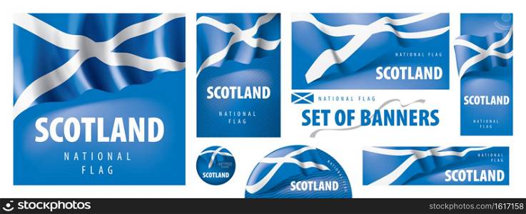 Vector set of banners with the national flag of the Scotland.. Vector set of banners with the national flag of the Scotland