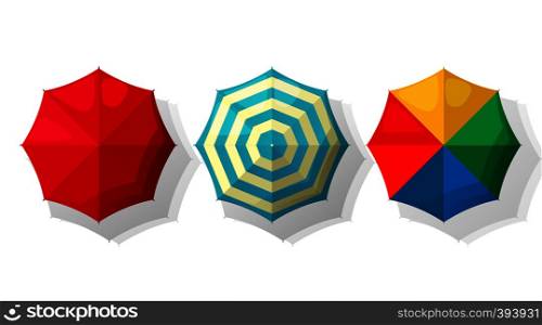 Vector set of beach umbrellas in colors over white background