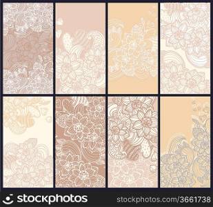 vector set of beige floral cards