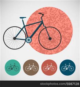 Vector set of bicycle on colored backgrounds.. Vector set of bicycle on colored backgrounds