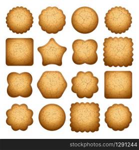 vector set of biscuit cookies of different shapes on white background. eps10 illustration
