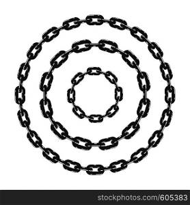 vector set of black and white metal chain borders. flat style design of chain circles. abstract background pattern
