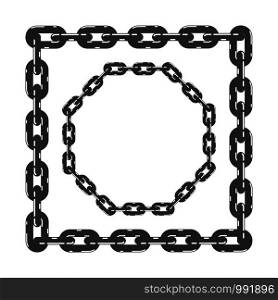 vector set of black and white metal chain borders of round and square shapes. flat style design of chain circles. abstract background pattern