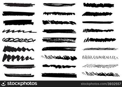 Vector set of black grunge brush strokes. Black ink painted vector set. Vector set of black grunge brush strokes. Black ink painted vector set.
