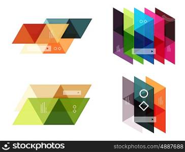 Vector set of blank geometric infographic web boxes. Vector set of blank geometric infographic web boxes created with triangles. Backgrounds for workflow layout, diagram, number options or web design