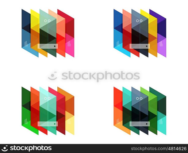 Vector set of blank geometric infographic web boxes created with triangles. Backgrounds for workflow layout, diagram, number options or web design