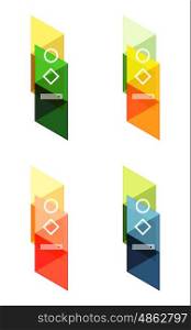Vector set of blank geometric infographic web boxes created with triangles. Backgrounds for workflow layout, diagram, number options or web design