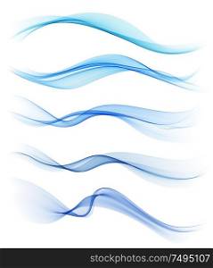 Vector Set of blue abstract wave design element.. Set of blue abstract wave design element