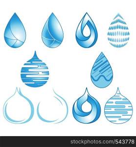 Vector set of blue droplet icon design