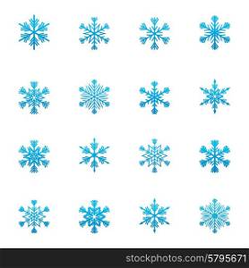 Vector Set of blue snowflakes icon CMYK EPS 8. Set of blue snowflakes icon