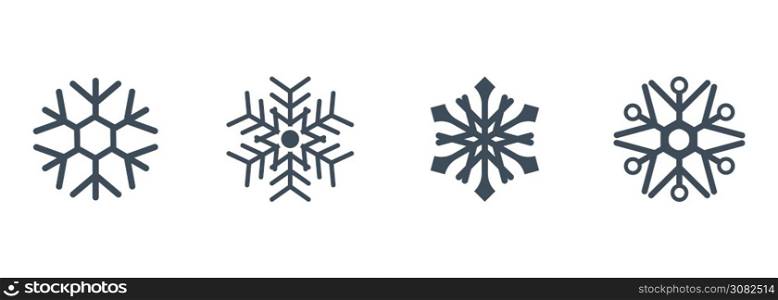 vector set of blue snowflakes with four images