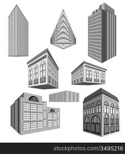 vector set of buildings