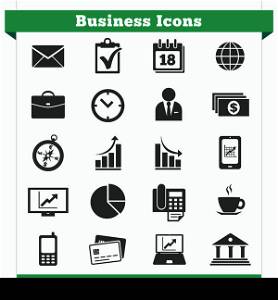 Vector set of business related icons and design elements for web pages, marketing and business services. EPS 10 illustration isolated on white background.