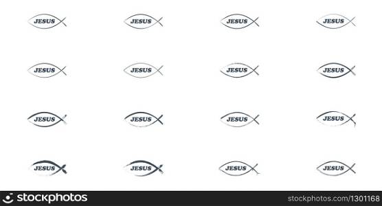 vector set of christian fish icons - symbol of baptism.